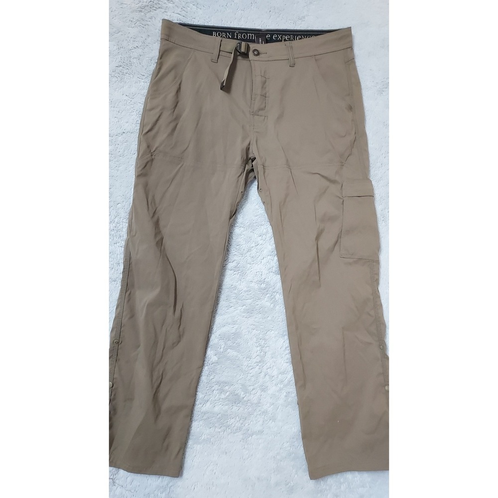 Prana Pants Mens 35x30 Stretch Zion Hiking Cargo Brown Belted Hiking Outdoor EUC